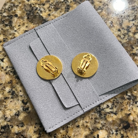 Vintage Hermes | Bijouterie Fantasie Gold-Tone Clip On Earrings - Picture 2 of 5